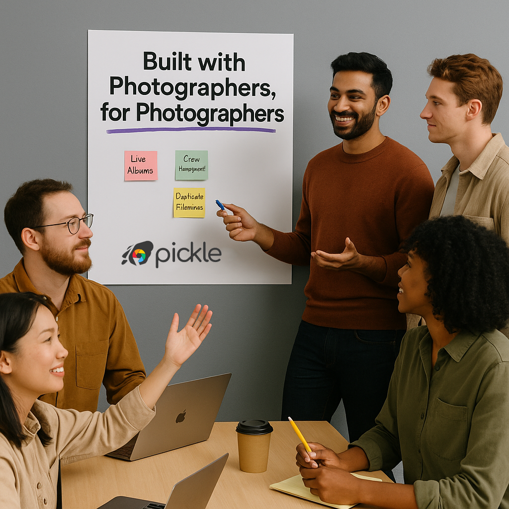 GoPickle team collaborating with photographers to shape the product