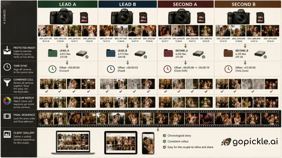 How to Merge Files From Multiple Photographers Without Breaking the Wedding Timeline