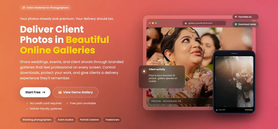 GoPickle helps photographers deliver client albums and galleries in a more organised way.